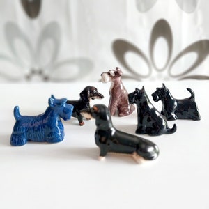Adopt a little friends Ceramic Dachshund Figurine, Decorative Scottish sculptures, Ornament, Dog Lover gifts, Black, Selling individually