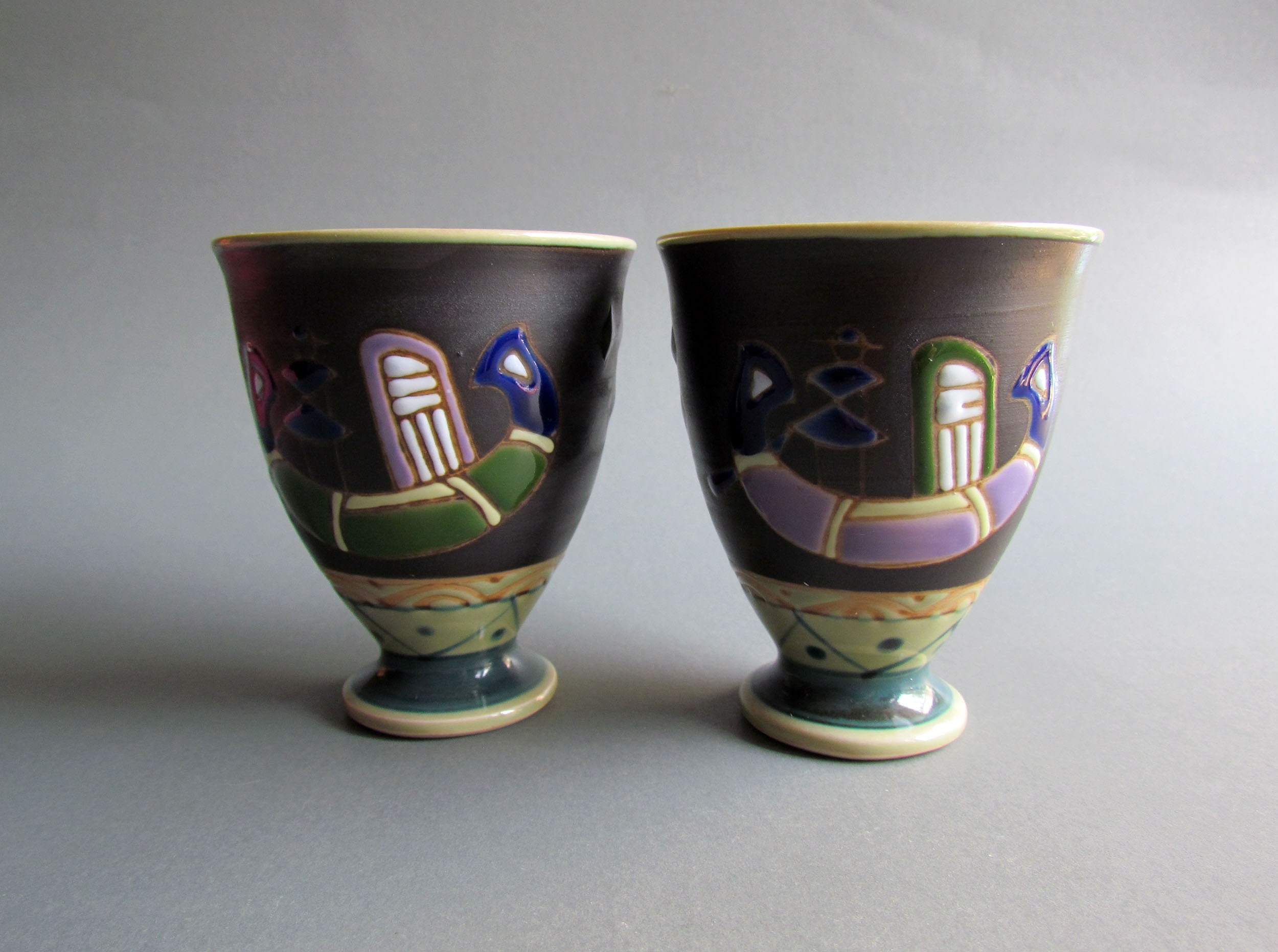 Set 2 of Vintage Japanese Brown White Horse Porcelain Handleless Tea Cups -  Etsy