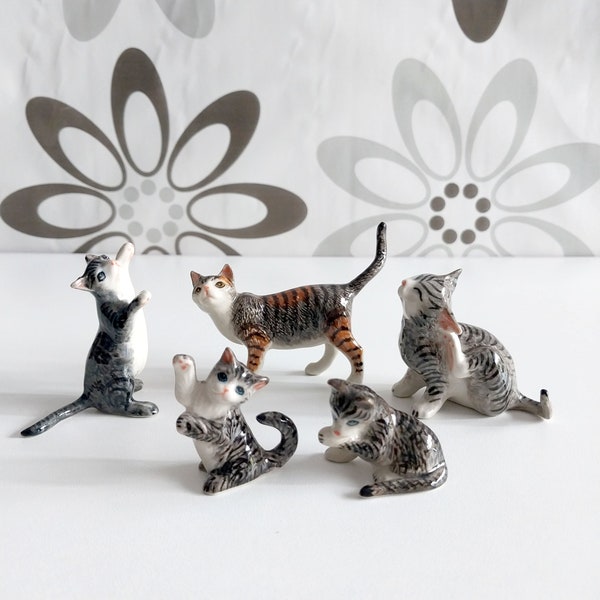 Adopt a little friends small ceramic cat figurines, Miniature animal figurine, Décor, Collectible, Kitten, Gift , Selling individually