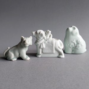 Toothpick Holder Porcelain Zodiac Animal Good Luck Year Vintage Japanese Ceramic Holders  Souvenir Tiger Dog Monkey Collectible Décor Green
