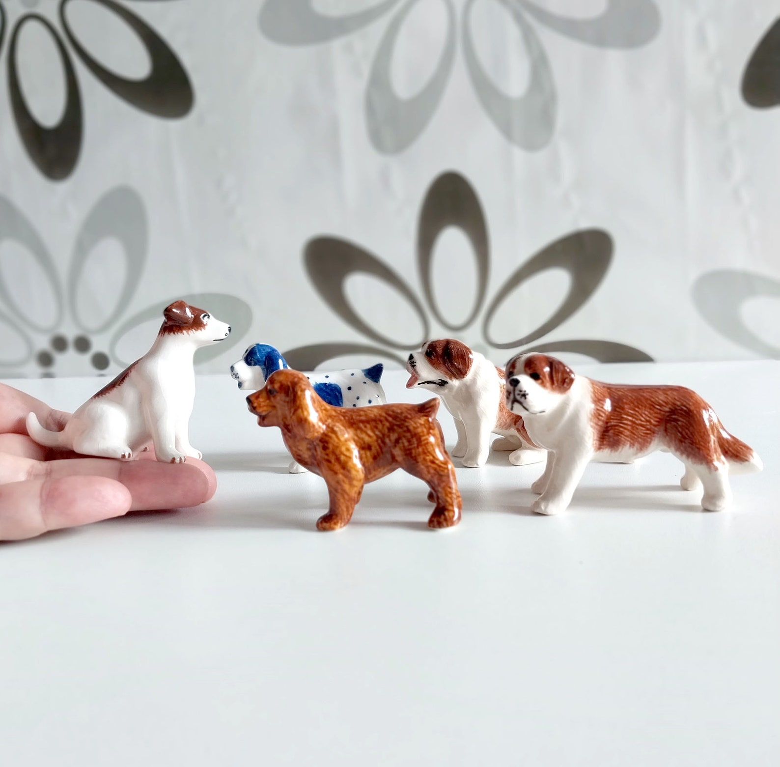 Adopt a Little Friends Small Ceramic Dog Figurines, Miniature Animal