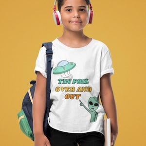 Alien-Themed Kids Cotton Tee - UFO Funny Graphic T-Shirt, alien Boys Shirt, alien Girl shirt, Space Lovers Kids shirt