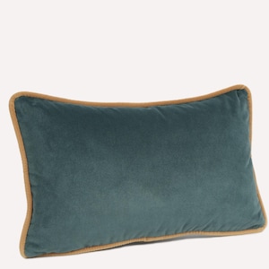 Teal & Mustard Velvet Pillow Cover • Green Lumbar Cushion • Soft Textured Fabric • Decorative Sofa Pillow • Modern Accent Cover • All Sizes