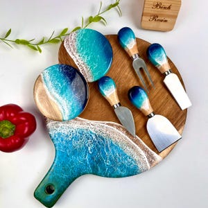Resin Ocean Wave Cheese Board | Custom Personalized Charcuterie Board | Beach Kitchen Decor | Wedding Gift | Coastal Resin Art