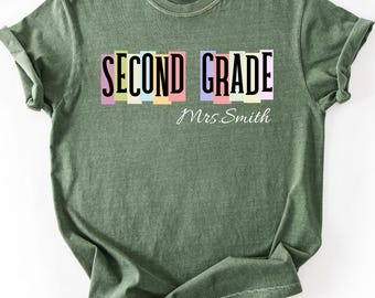 Comfort Colors® Second Grade Teacher Shirt, Back to School Teacher Tee, 2nd Grade Custom Shirt, Personalized School Staff T-Shirt