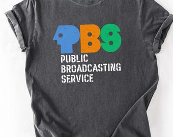 Comfort Colors® PBS Retro Logo Shirt, 70s Public Broadcasting TV Graphic Tee, Vintage Public Media, Classic TV Fans Gift