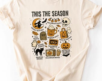 Comfort Colors® Retro Pumpkin Witch Shirt, Vintage Halloween Tee, Cozy Fall Shirt for Women, Tis the Season Spooky Aesthetic Tee