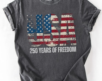 Comfort Colors® USA 250th Anniversary Shirt, 250 Years of Freedom Tee, Patriotic Flag Shirt, Independence Day Gift