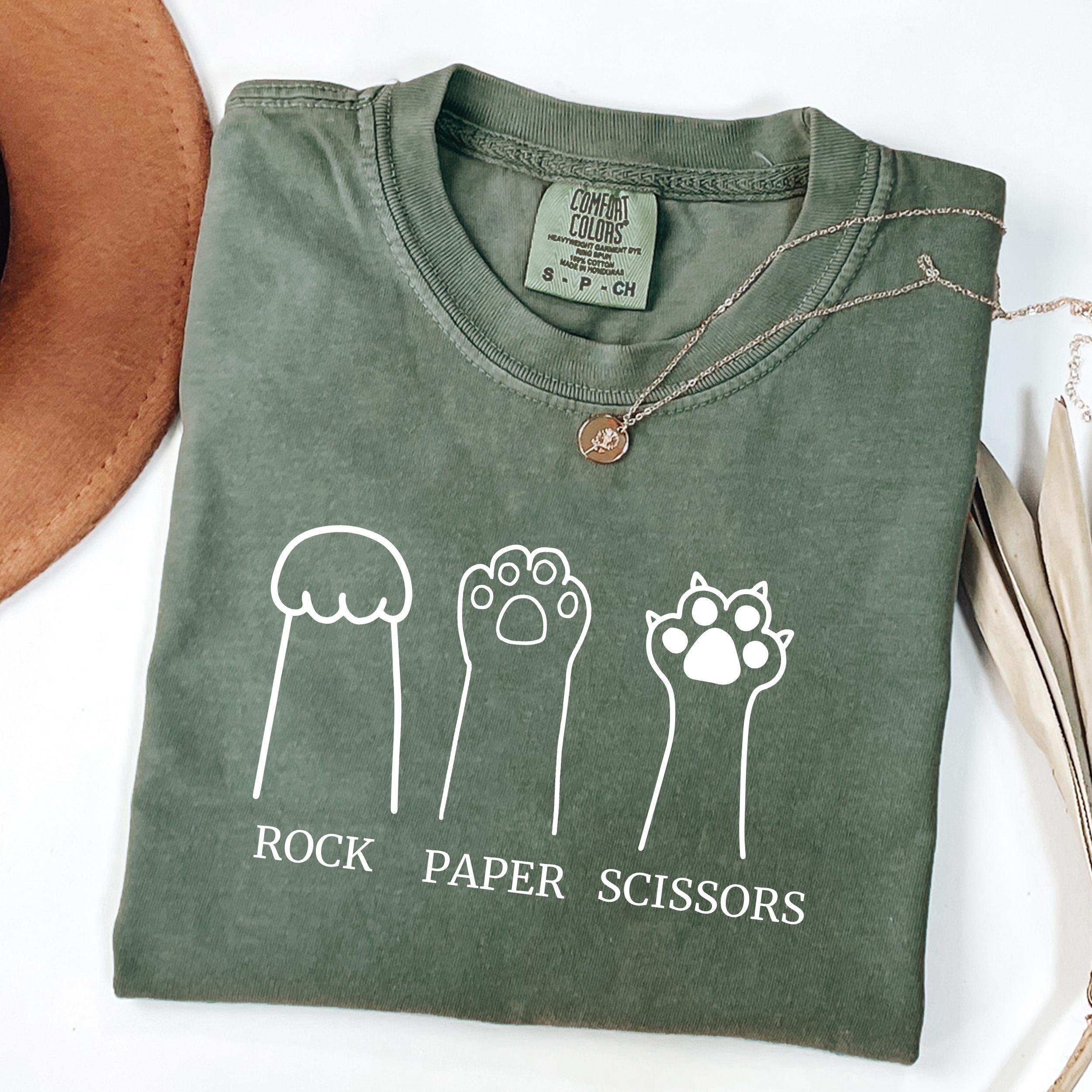 Comfort Colors Rock Paper Scissors,Funny Cat Paw Shirt, Unisex Shirt for Cat Lover, Cat Owner Shirt, Cat Paws Shirts, Gift for Cat Mom
