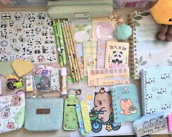 Lucky Scoop with Capybara stationery items! Cute accessories,pens and stickers!