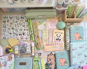 Panda and Capybara  themed Accessories and Stationery Bundle.  More than 20 items per box