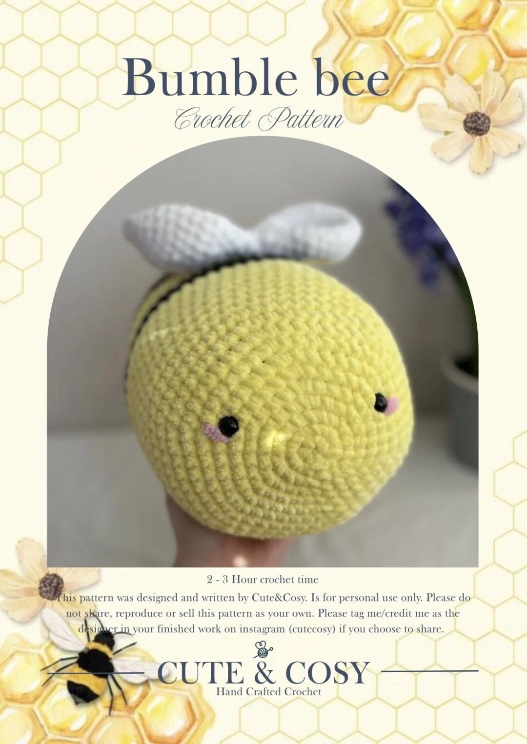 Large Bumble Bee Crochet PATTERN Stuffed Plushie. - Etsy