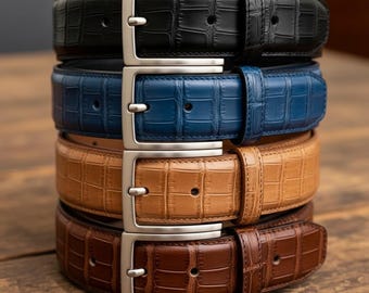 Crocodile Leather Dress Jeans Leather Belts for men waist 32-46 Inches