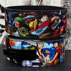 Handmade Genuine Leather One Piece Luffy Anime lever belt Weightlifting Powerlifting Deadlifting Gym Belt Bodybuilding Weight Lifting  Belt