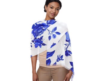 Elegant Blue floral Light weight scarf, fashionable scarf for women