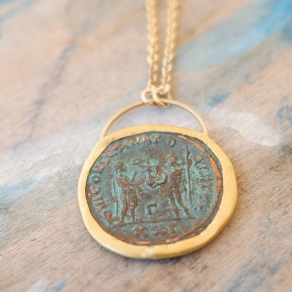 Ancient roman coin necklace , Antique Roman Coin Necklace , Coin Jewelry , Antique Jewelry , Ethnic Necklace , Bronze coin Pendant