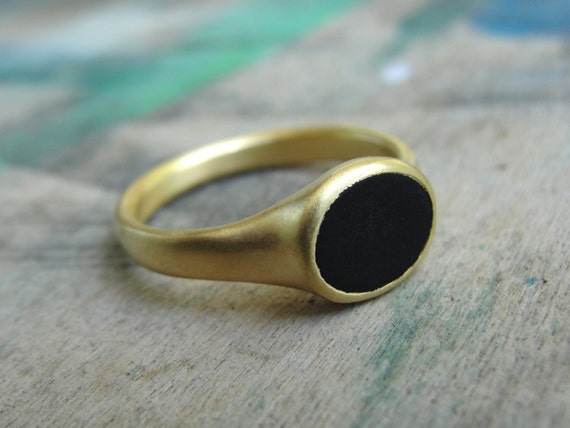 Black Onyx Ring Onyx Signet Ring Gold Signet Ring Etsy