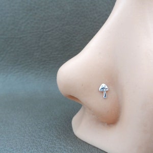 Tiny Mushroom Nose Stud in Sterling Silver, Mushroom Nose Stud, Silver Nose Stud, Multiple Piercings, Tiny Nose Stud, Body Piercing
