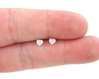 Tiny Heart Earrings in Sterling Silver, Heart Earrings, Dainty Studs, Heart Studs, Dainty Earrings, Girls Earrings,Gift for Her