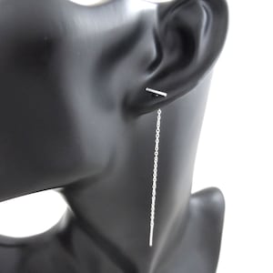 SALE! Ear Threader Earrings in Sterling Silver, Sterling Silver Ear Threader, Ear Threader,Pull Through Earrings,Chain Ear Thread