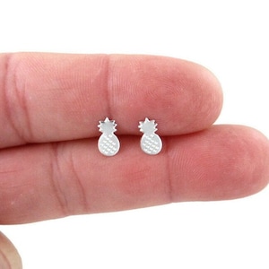 Pineapple Earrings in Sterling Silver, Pineapple Earrings, Fruit Earrings, Tiny Studs, Girls Earrings, Sterling Silver Earrings,