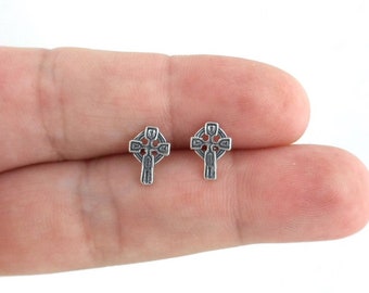 Orecchini a perno con croce ortodossa in argento sterling 925, delicati perni religiosi - Italia