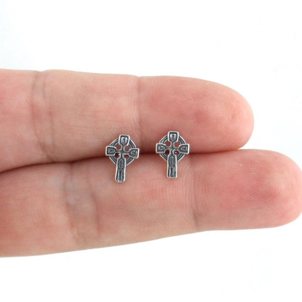 Celtic Cross Earrings in Sterling Silver, Celtic Cross Earrings, Celtic Studs, Dainty Earrings, Cross Earrings, Irish Studs, Tiny Studs