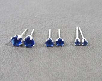 Tiny Sapphire Studs Etsy
