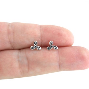 Celtic Triskele Earrings in Sterling Silver, Celtic Triskele Earrings, Silver Celtic Studs, Dainty Earrings, Celtic Jewlery, Celtic Studs