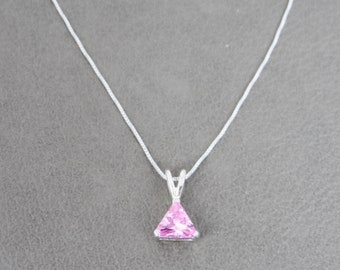 October Birthstone Necklace, Pink Sterling Silver Necklace,Pink Birthstone Necklace, October Birthstone, Gift for Her