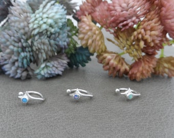 Pendiente tipo brazalete con forma de estrella de ópalo, brazalete para oreja sin perforación, plata esterlina, brazalete delicado para oreja, brazalete para hélix, perforación falsa,