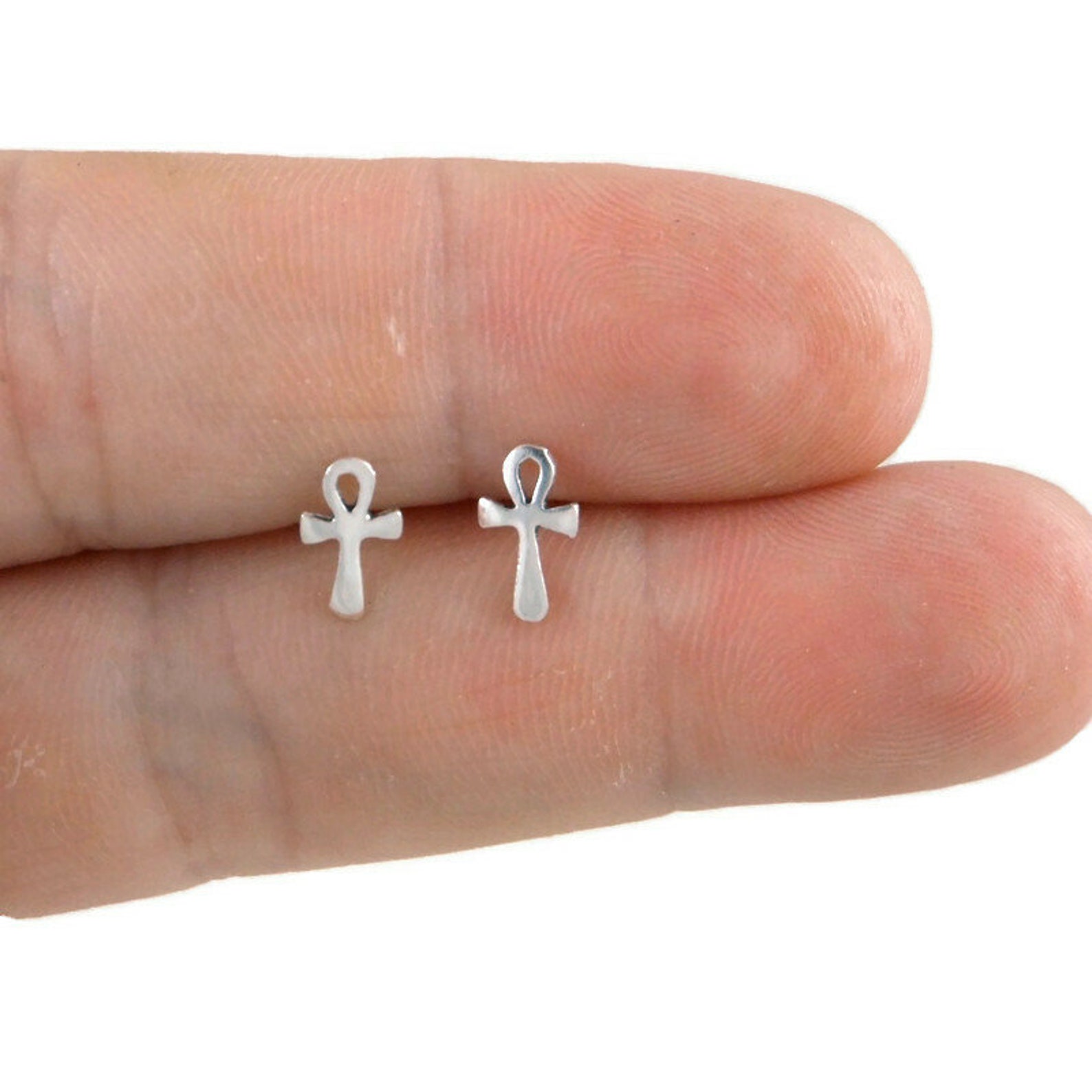 Ankh Sterling Silver Stud Earrings Ankh Earrings Ankh Cross Etsy UK
