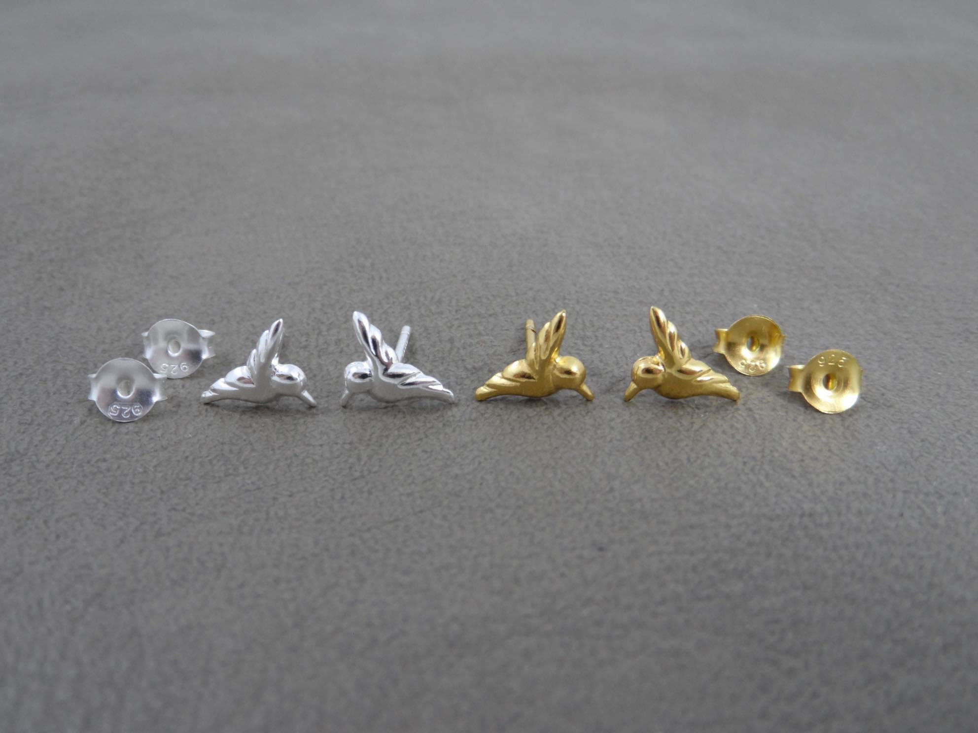 Tiny Hummingbird Earrings in Sterling Silver, Hummingbird Earrings, Kids Earrings, Tiny Studs, Bird Studs, Dainty Earrings, Gift for Her