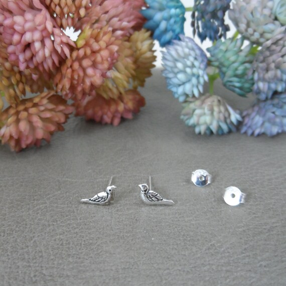 Orecchini a forma di uccellino in argento Sterling