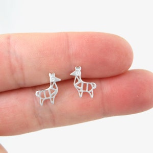 Llama Earrings in Sterling Silver, Llama Studs, Alpaca Earrings, Alpaca Studs, Animal Earrings, Tiny Silver Earrings, Girls Earrings