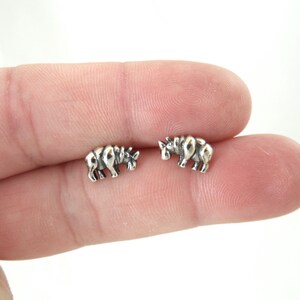 Tiny Rhino Earrings in Sterling Silver, Rhinoceros Earrings, Rhino Studs, Animal Earrings, Kids Earrings, Small Silver Studs