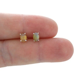 Opal Earrings in Sterling Silver, Genuine Opal Earrings, Opal Studs, Dainty Studs, Tiny Opal Studs,October Birthstone, Girls Earrings