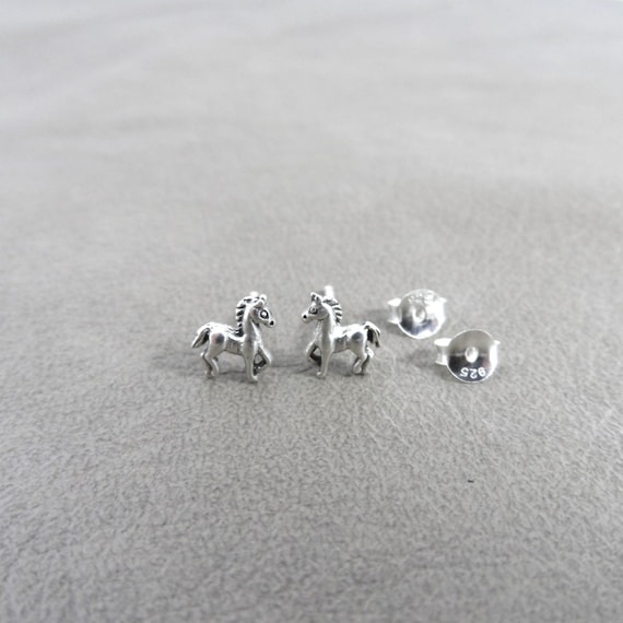 Children's Sterling Silver Shoe Horse Equestrian Stud Earrings