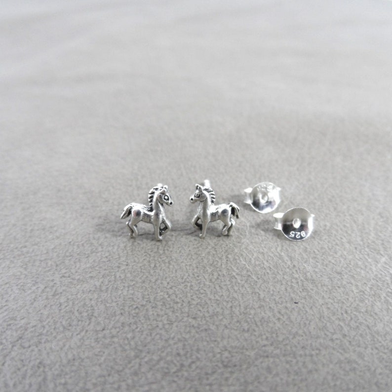 Horse Earrings in Sterling Silver Horse Studs Kids Earrings Etsy