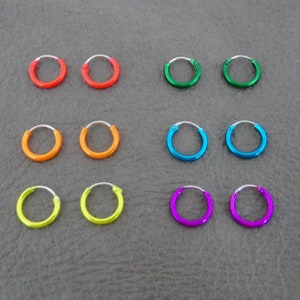 Orecchini a cerchio in argento sterling da 8 mm, orecchini a cerchio minuscoli in smalto, orecchini a cerchio superiori, orecchini a cerchio in argento sterling, orecchini a cerchio in argento per cartilagine,