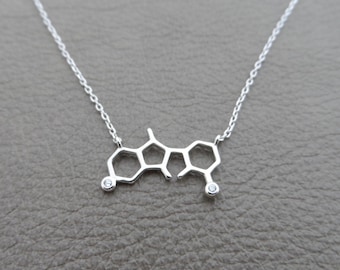 REA! Molekylhalsband i sterlingsilver, silvermolekylhalsband, molekylhänge, sterlingsilvermolekyl, kemiskt halsband