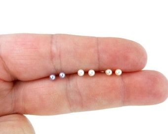 Tiny Pearl Earrings in Sterling Silver, 3mm Pearl Earrings, Pearl Earrings, Pearl Studs,Dainty Earrings,Tiny Pearl Studs