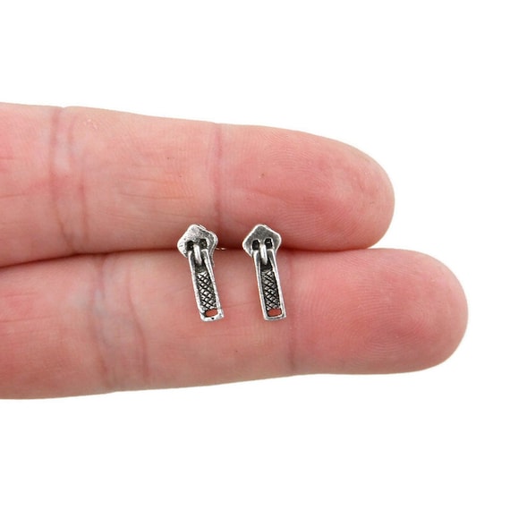 Zipper Earrings in Sterling Silver Zipper Pull Earrings Zipper