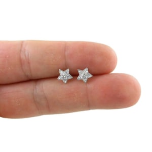 SALE! Crystal Star Earrings in Sterling Silver, Crystal Star Earrings, Tiny Star Earrings, Sterling Silver Earrings, Sterling Earrings