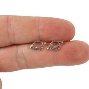 Saturn Earrings in Sterling Silver, Planet Earrings, Saturn Studs, Outer Space Earrings, Girls Earrings, Dainty Earrings, Kids Earrings