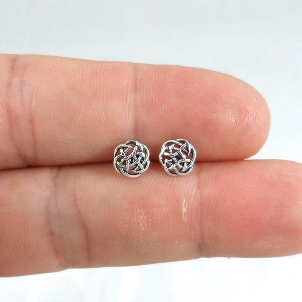 Celtic Knot Earrings in Sterling Silver, Celtic Earrings, Silver Celtic Studs, Dainty Earrings, Minimalist Earrings, Tiny Studs,