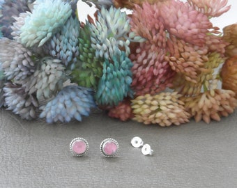 Pink Rose Quartz Earrings in Sterling Silver,Rose Quartz Earrings, Pink Earrings, Dainty Earrings, Gemstone Earrings, Gift for Her