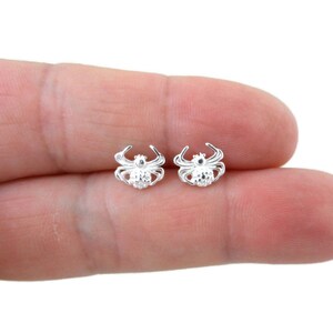 Spider Earrings in Sterling Silver, Spider Studs, Silver Spider Studs, Spooky Earrings, Sterling Earrings, Halloween Earrings