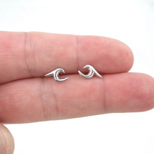 Wave Earrings in Sterling Silver, Wave Earrings, Wave Studs,Ocean Sterling Silver Earrings, Outdoor Earrings, Surfer Earrings, Surfer Studs