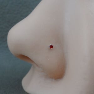 Ruby Nose Stud in Sterling Silver, 1.5mm Silver Nose Stud, Nose Ring, Ruby Nose Stud, Tiny Nose Stud, Tiny Silver Nose Ring, Helix Stud